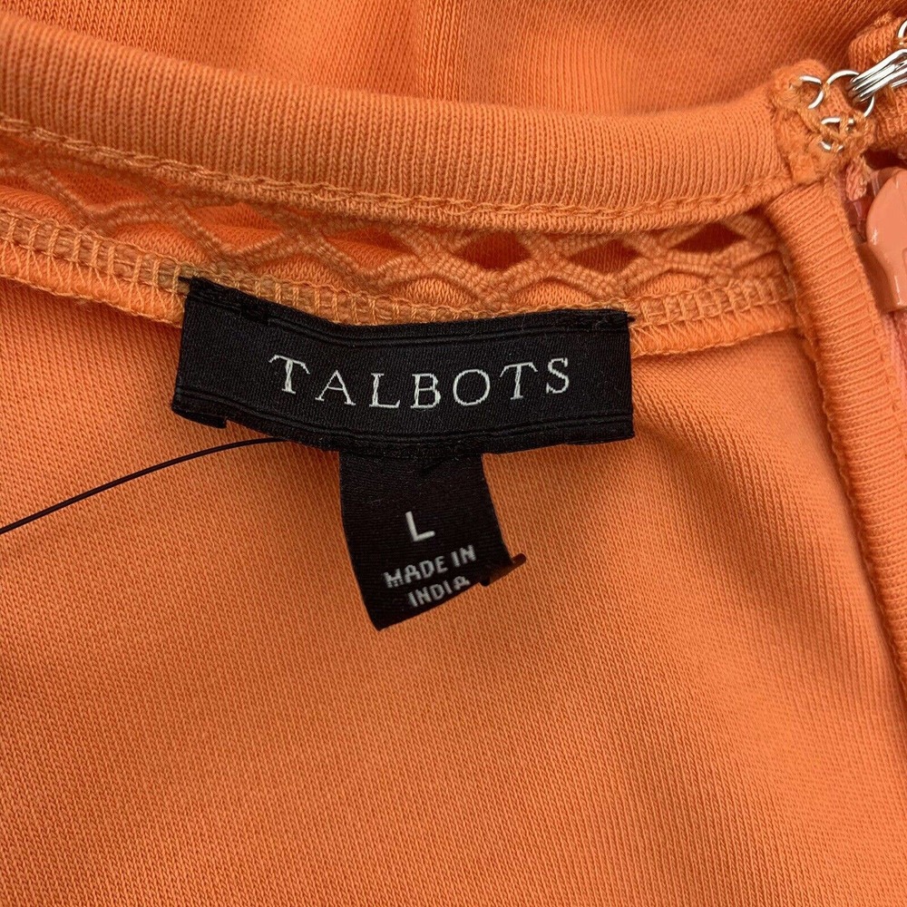 Talbots Knit Dress Size L Lace Trimmed Fit & Flare Sleeveless Stretch Orange - Picture 6 of 8